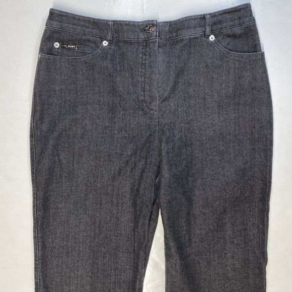 St. John Sport Straight Leg Jeans Sz 8 Womens High Rise Dark Gray Stretch Short - Picture 8 of 14